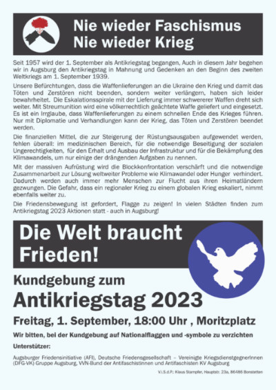 Flyer Antikriegstag 2023